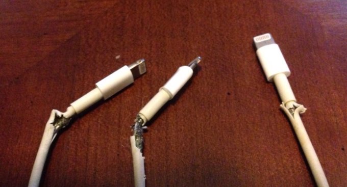 broken white apple cables